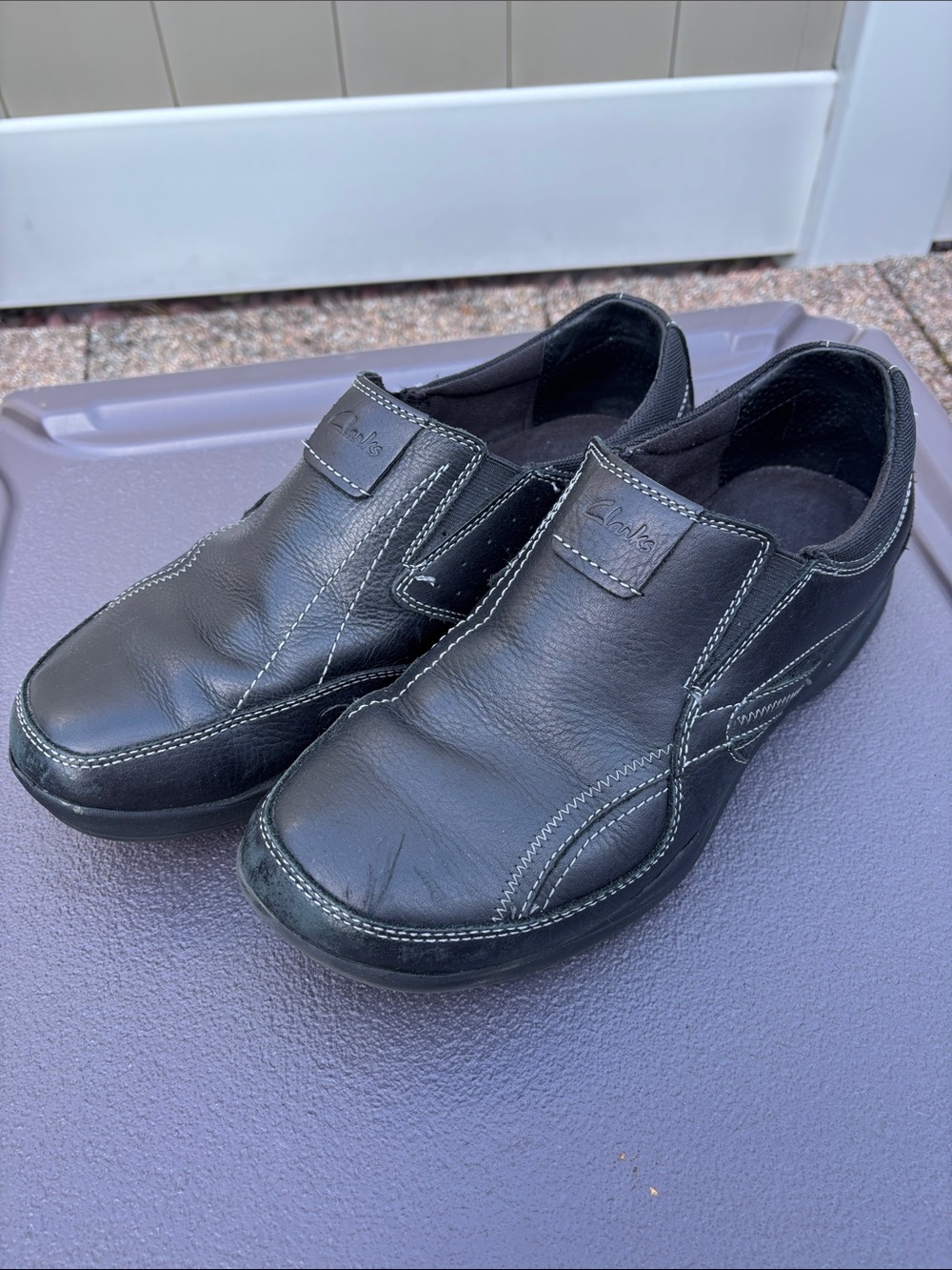 Clarks Black Leather Slip-On Loafers for Men